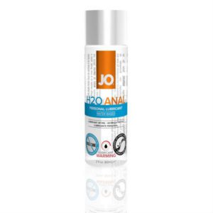 Clear bottle with silver cap and orange label and blue writing