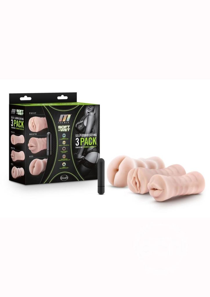 m for men self lubricating vibrator masturbator kit