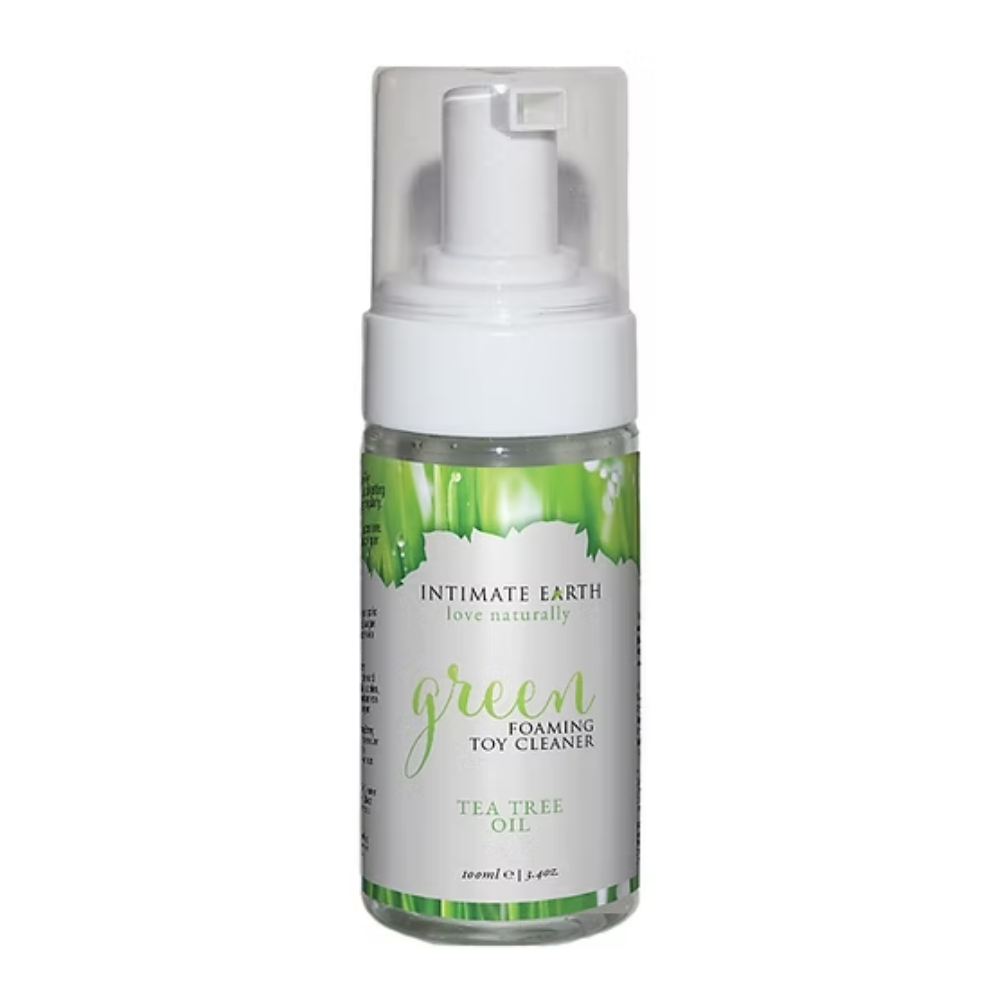 3.4oz bottle of intimate earth green tea foaming cleanser
