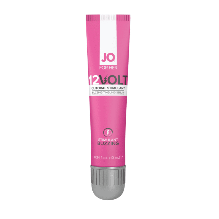 pink tube with white label and black writing with a silver cap.