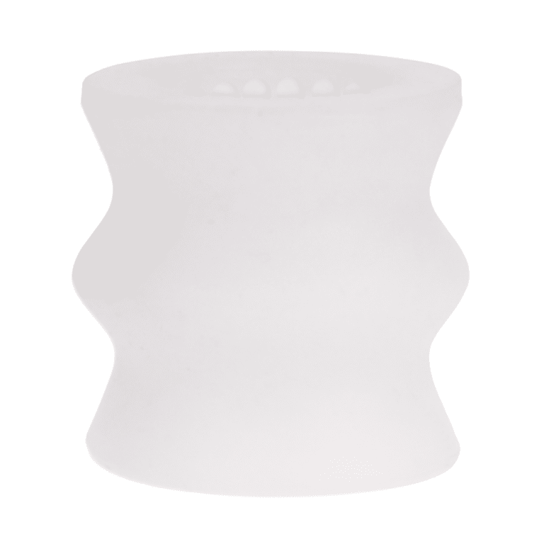 clear 2 inch, glow in the dark silicone stroker, with textured inner chamber
