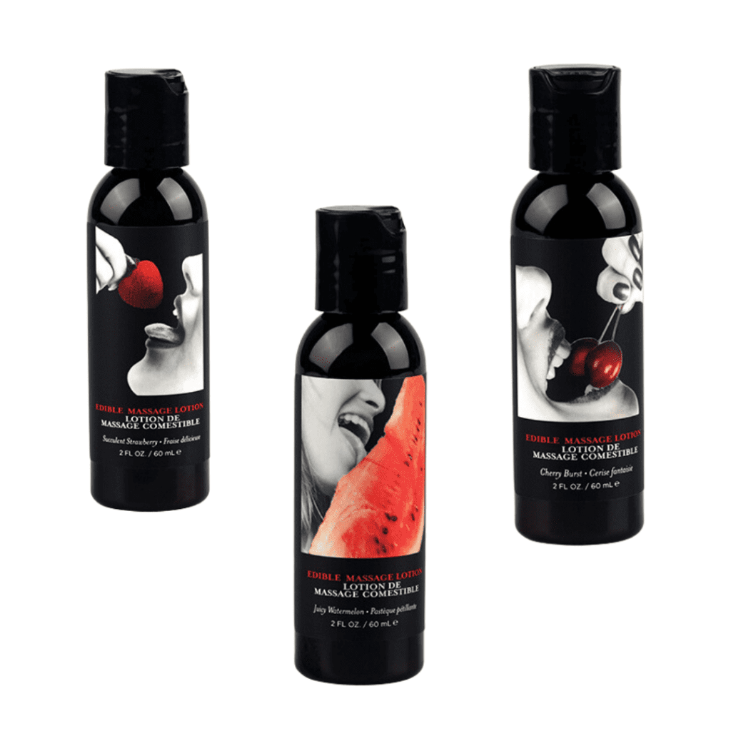 hemp seed by night edible massage lotion in cherry, strawberry or watermelon