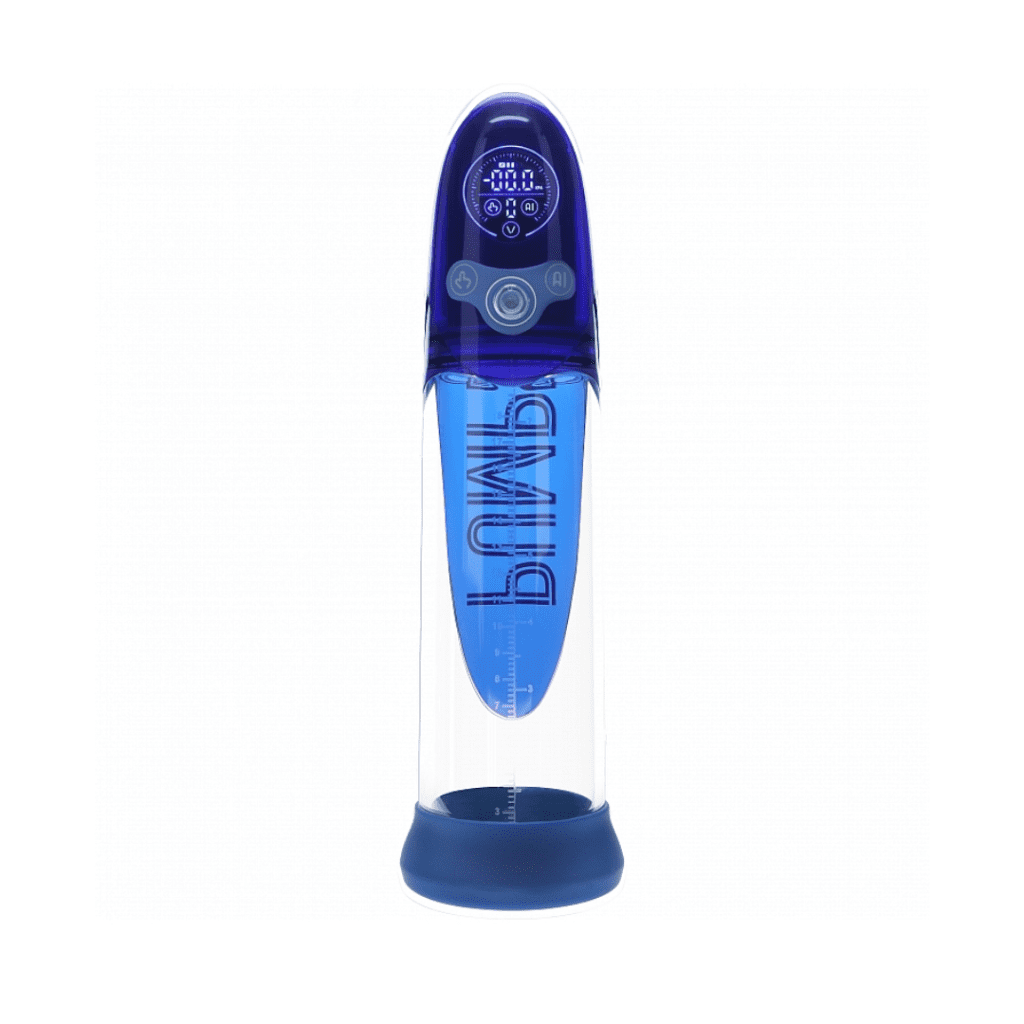 blue and clear pumped aqua pro enhanced penis pump