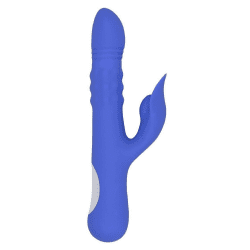 blue rabbit style vibrator with pulsating mechanism