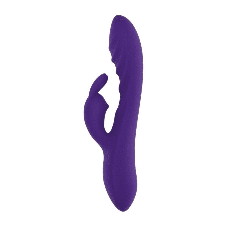 purple rabbit style vibrator with ridges for g spot stimulation