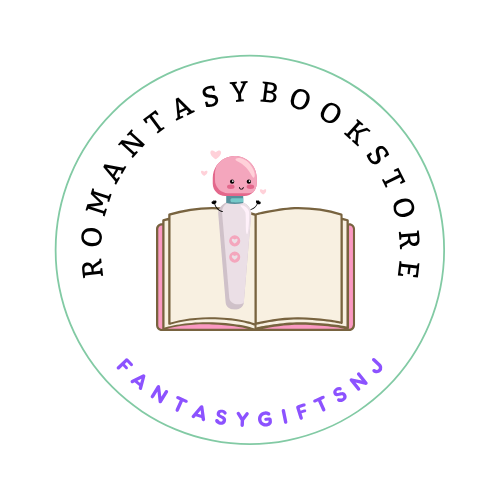 picture of book with vibrator as bookmark with the words Romantasy Bookstore and FantasyGiftsNJ