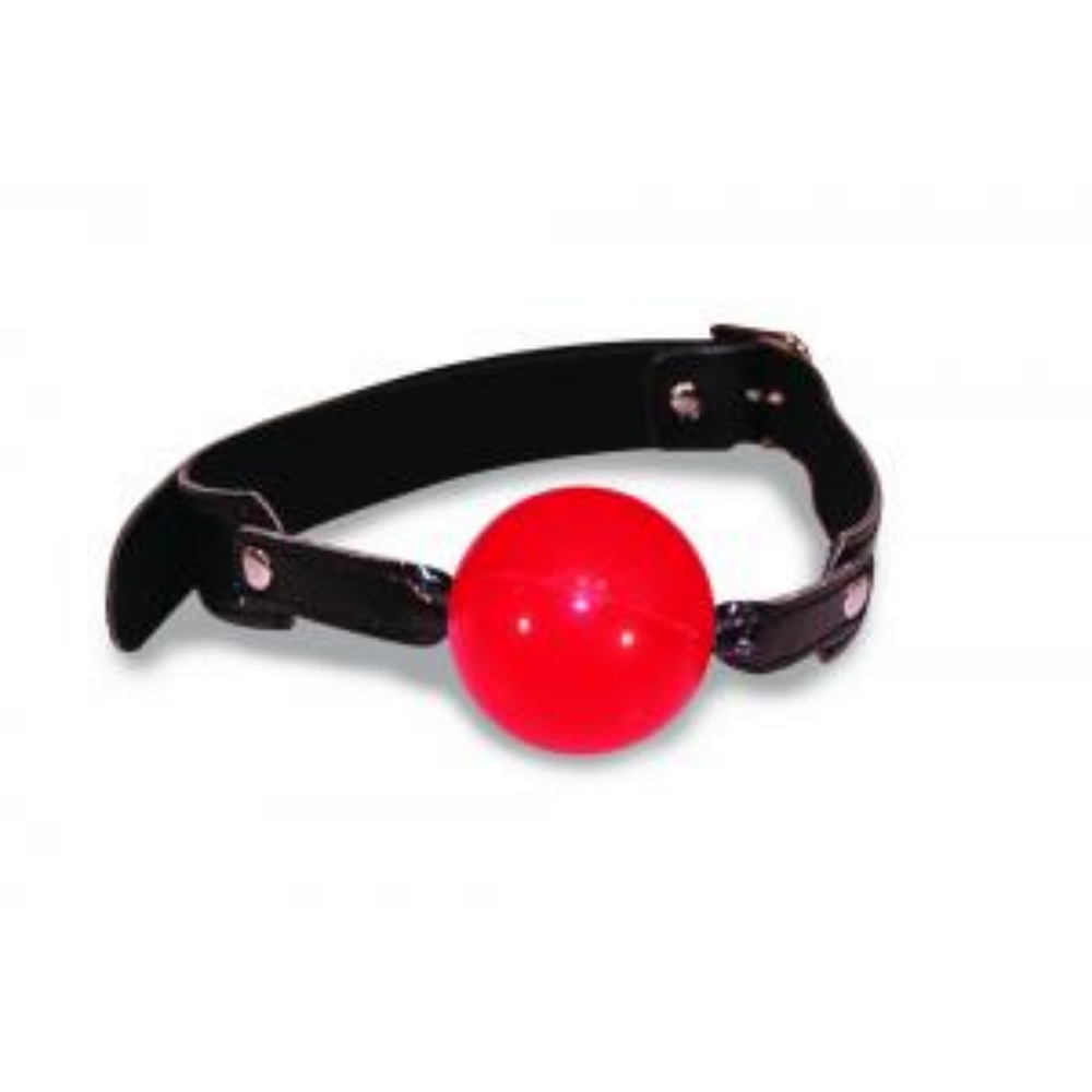 2" soft red rubber ball gag with a 26" adjustable strap