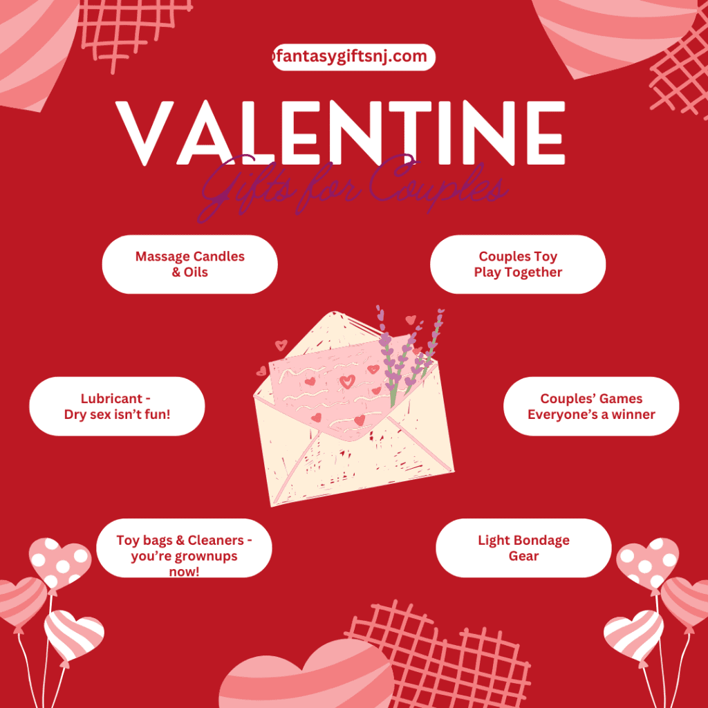 red background with valentine's gift for couples ideas