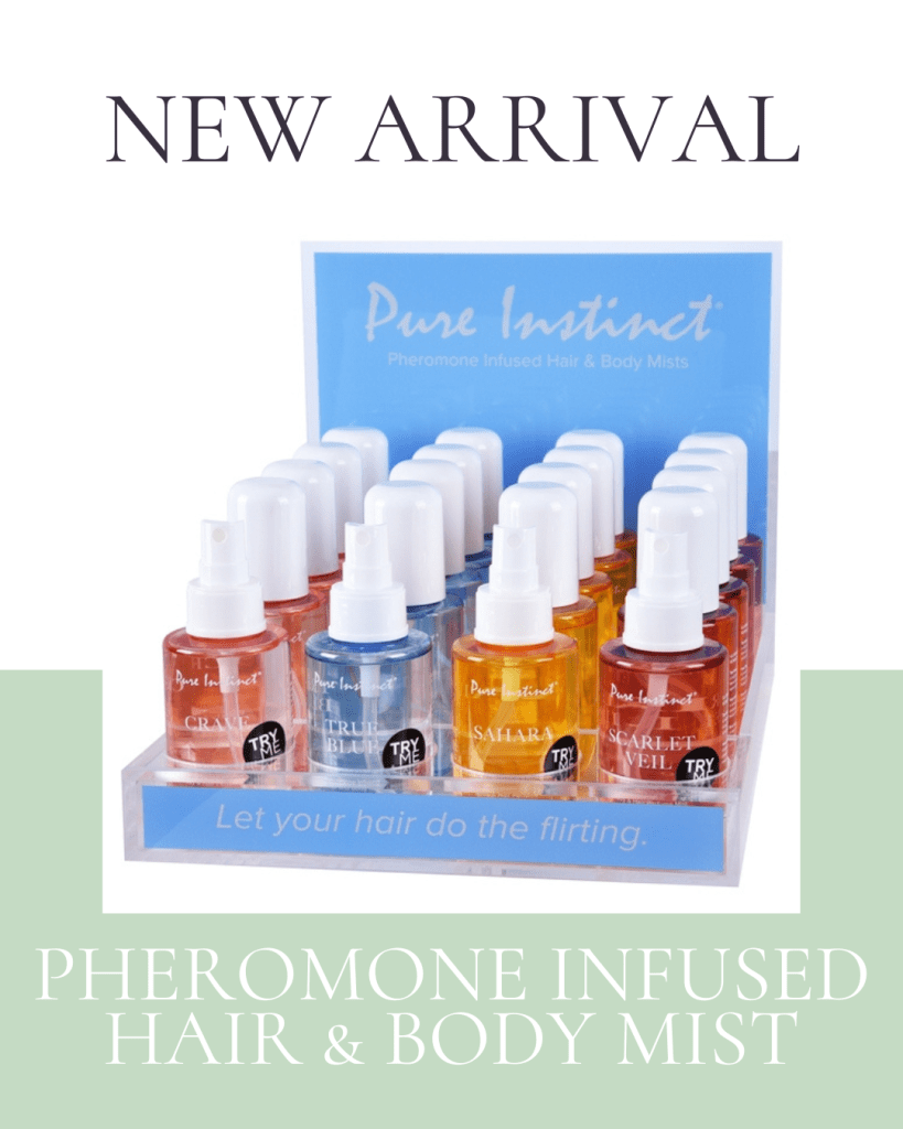 new arrival of pheromone infused hair and body misters