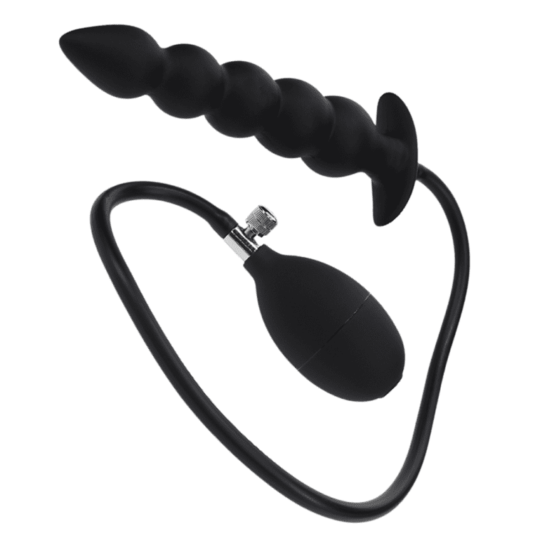 black Levelz Beaded Inflatable Silicone Anal Plug