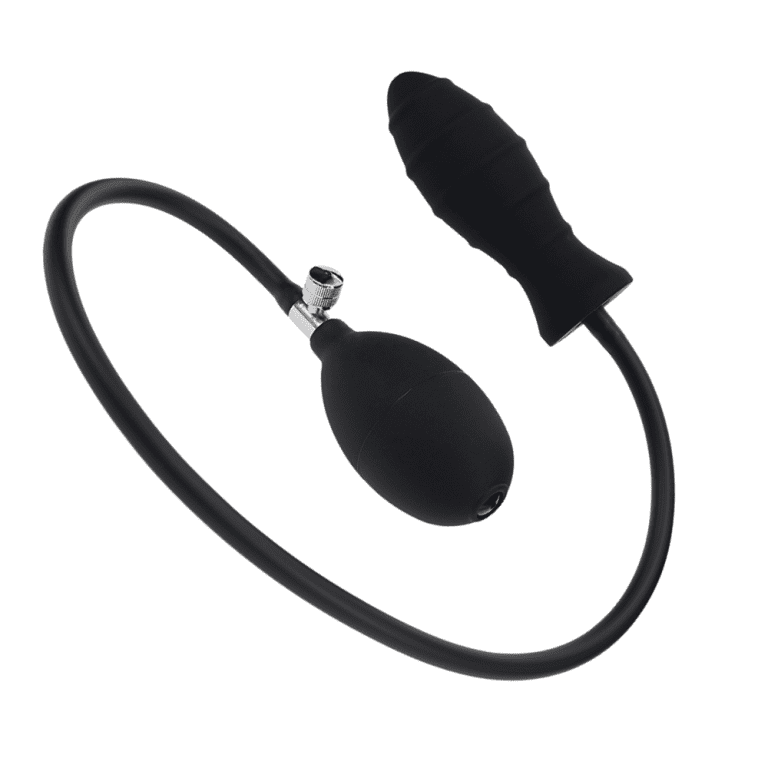 Levelz inflatable ribbed silicone anal plug in black
