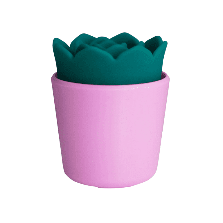 succulent inspired vibrator with pulsating feature and charging pot