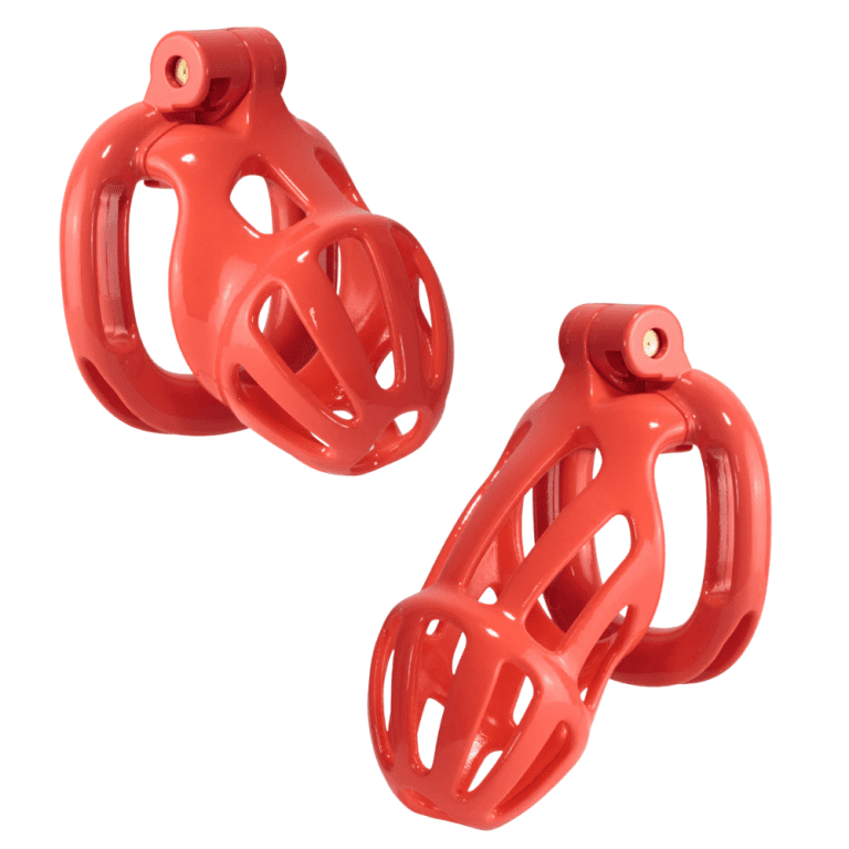 kink collection convict cock cage in red