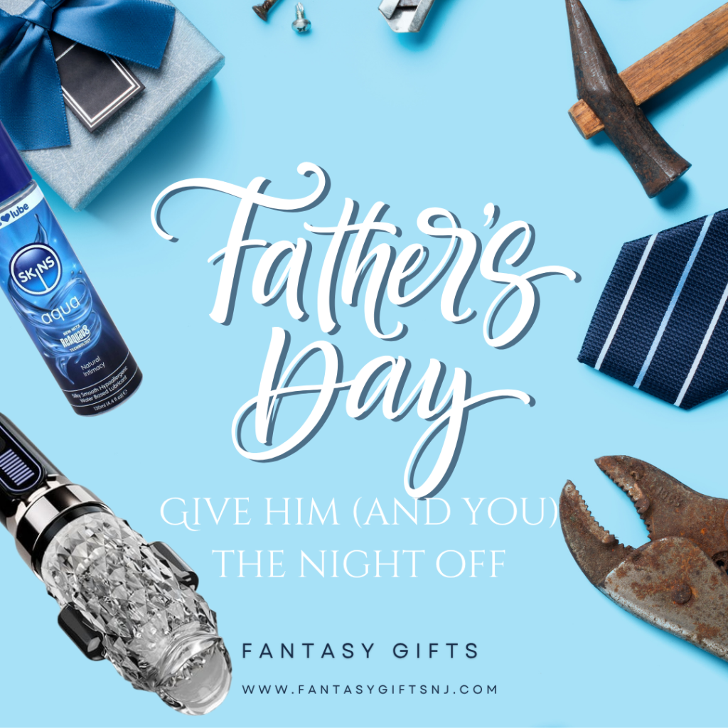 image of father's day presents on a blue background